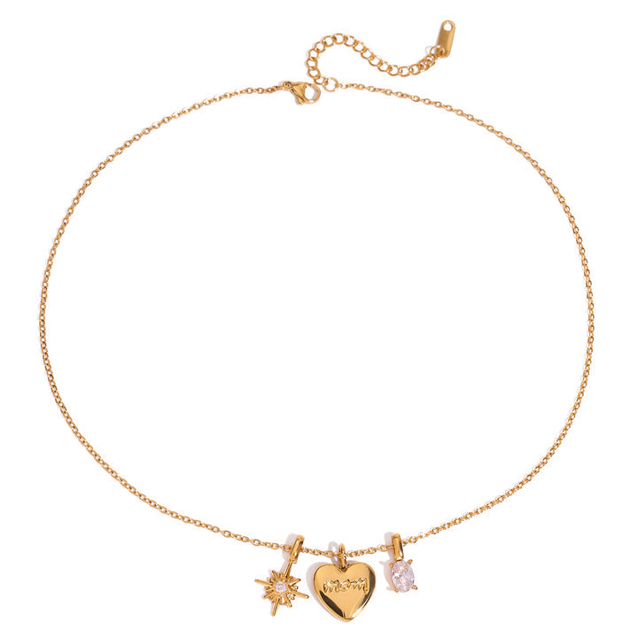 Azahar Engraved Heart Charm Necklace