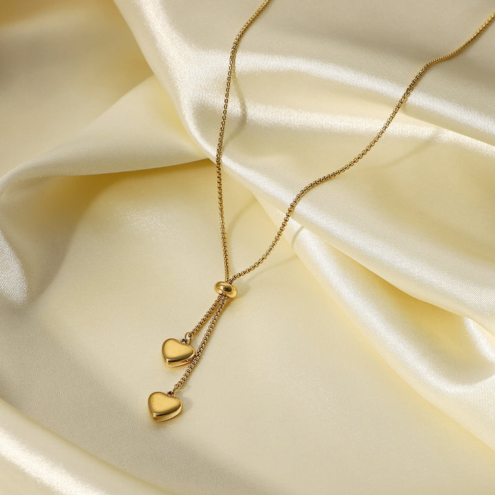 Dune Double Heart Lariat Necklace