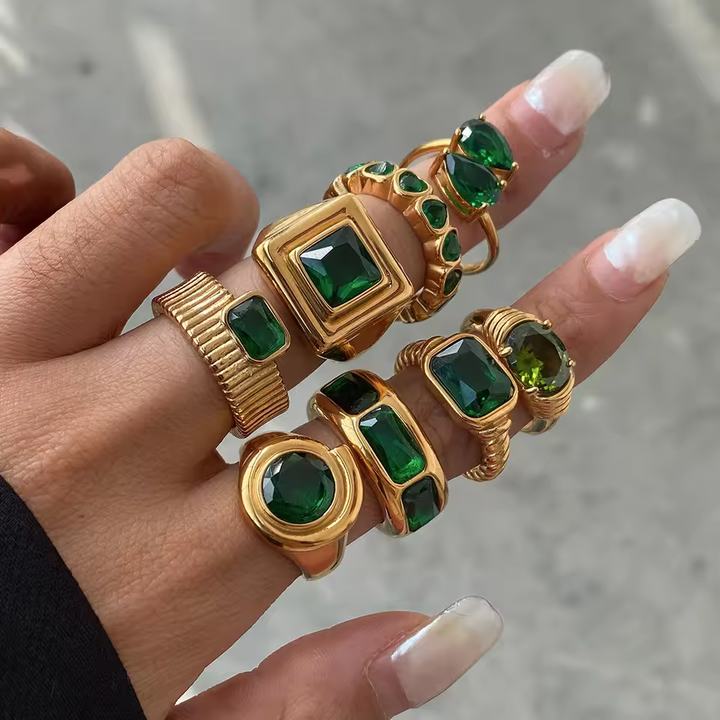 Cypress Green Stone Signet Ring