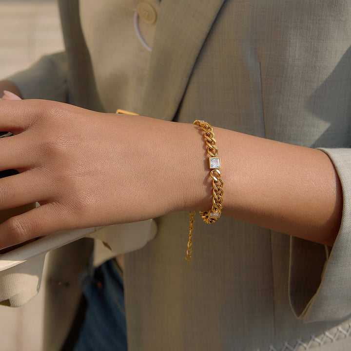 Sirocco Square Stone Curb Chain Bracelet