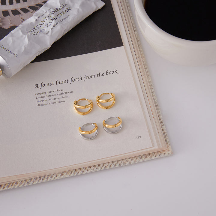 Zephyr Two-Tone Huggie Hoop Earrings