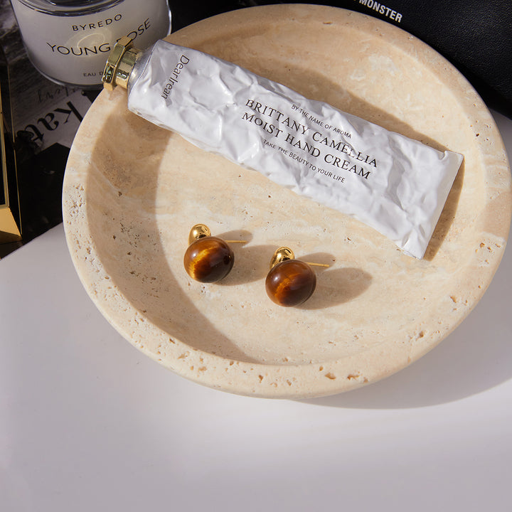 Solstice Natural Stone Dome Earrings