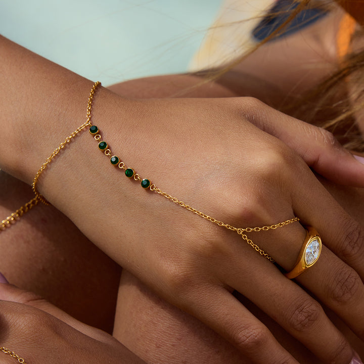 Zephyr Bezel Hand Chain Ring