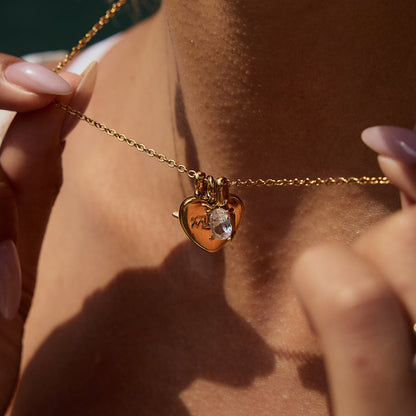 Azahar Engraved Heart Charm Necklace