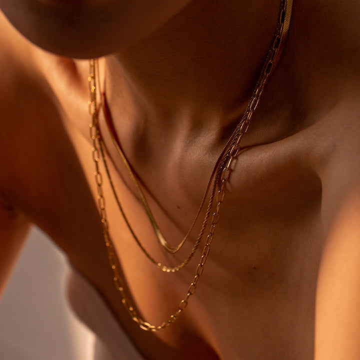 Formentera Triple Layered Chain Necklace