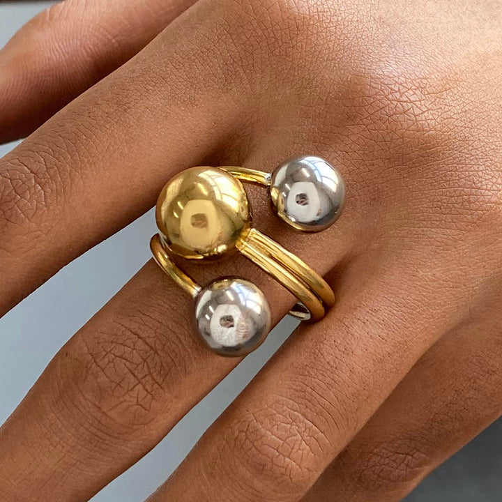 Cala Two-Tone Sphere Open Ring
