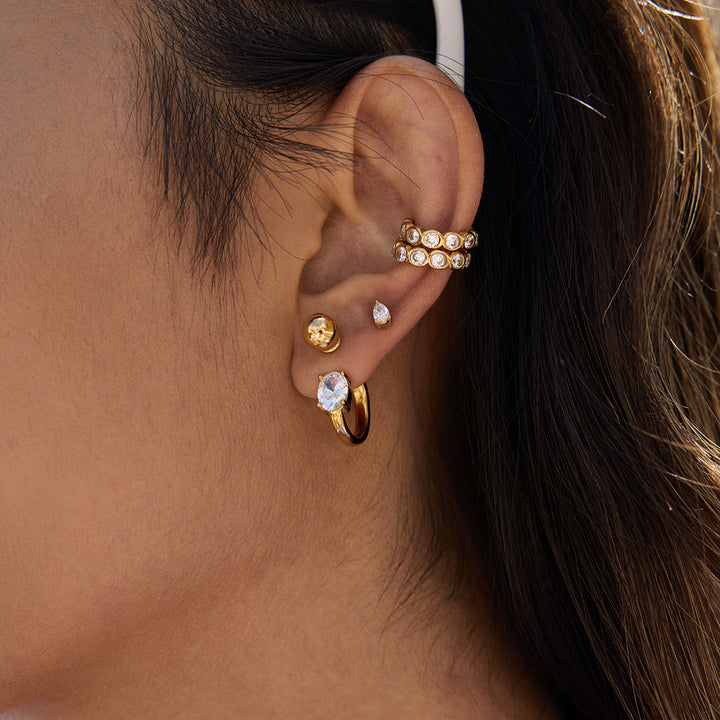Cadaqués Bezel Crystal Cuff Earrings