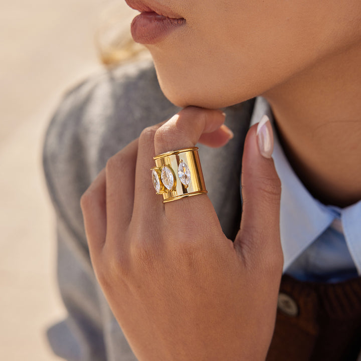 Ionian Three Stone Cuff Ring