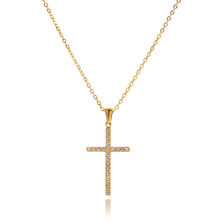 Almond Blossom Pavé Cross Necklace