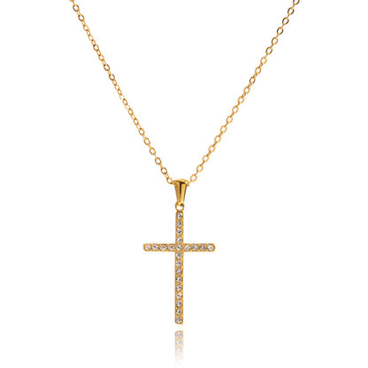 Almond Blossom Pavé Cross Necklace