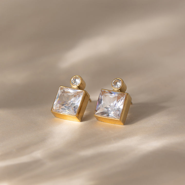 Alba Square-Cut Crystal Stud Earrings
