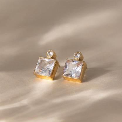 Alba Square-Cut Crystal Stud Earrings