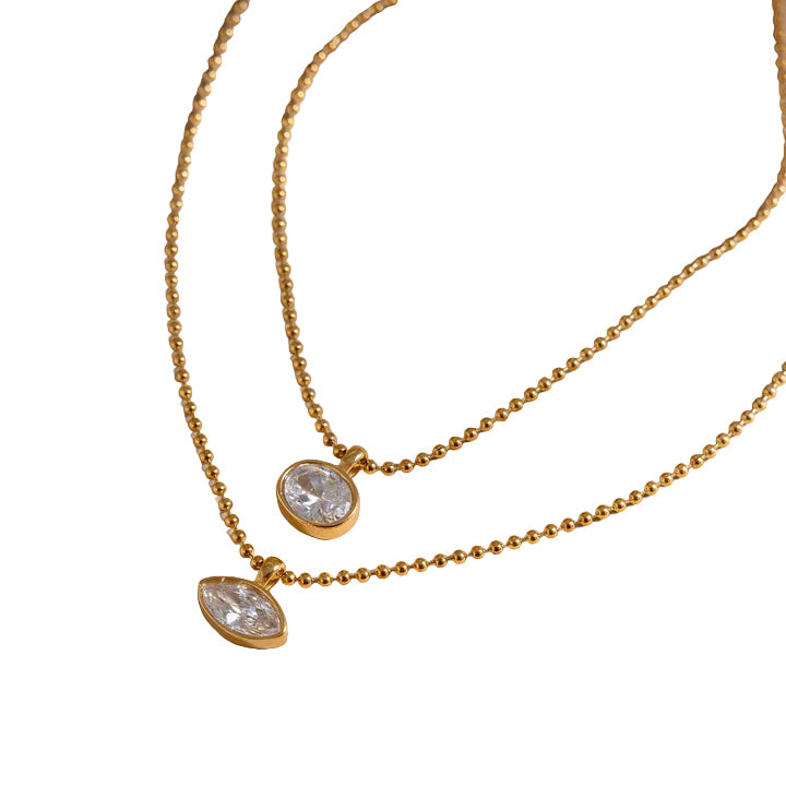 Olive Grove Oval Bezel Ball Necklace