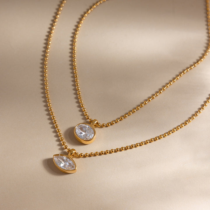 Alba Marquise Ball Chain Necklace