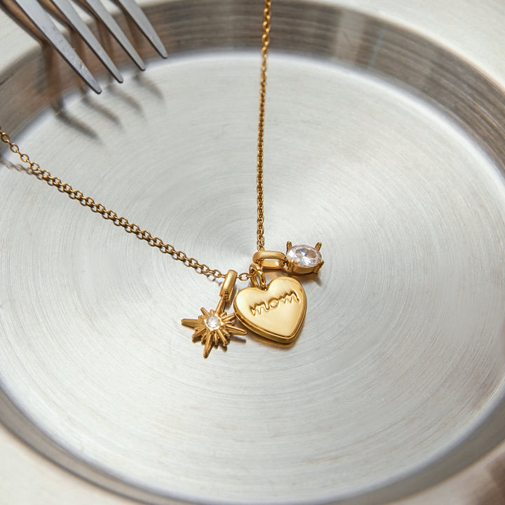 Azahar Engraved Heart Charm Necklace