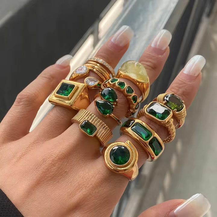 Cypress Green Stone Signet Ring