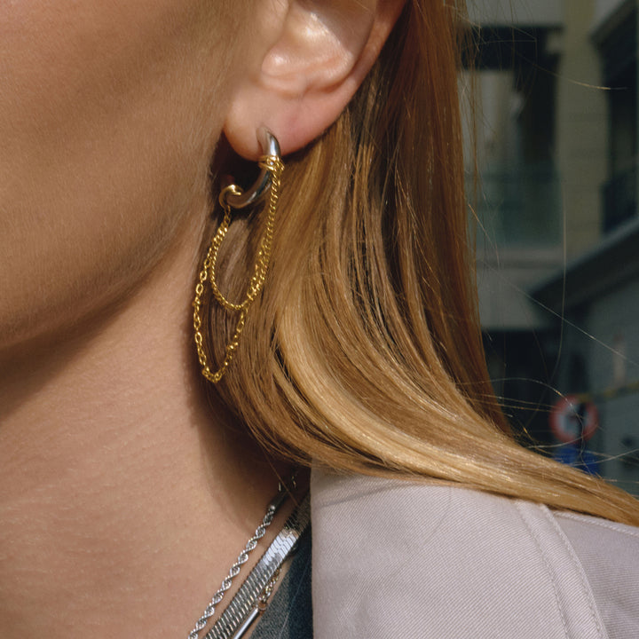 Cala Chain Drape Huggie Earrings