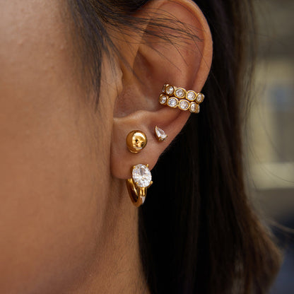 Cadaqués Bezel Crystal Cuff Earrings