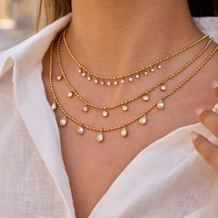 Sundial Beaded Crystal Drop Necklace