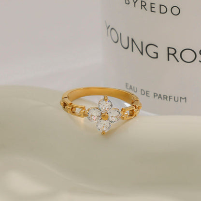 Myrtle Clover Zircon Ring