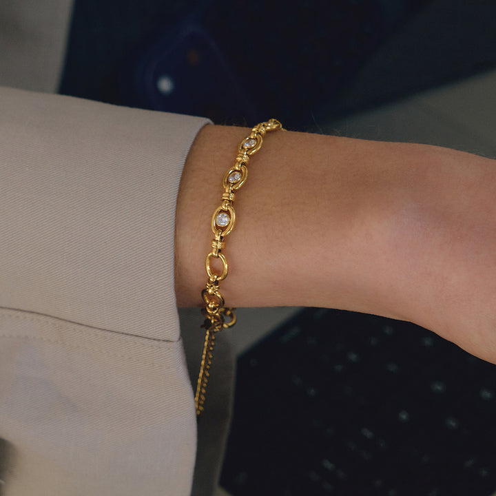 Cadaqués Oval and Crystal Chain Bracelet