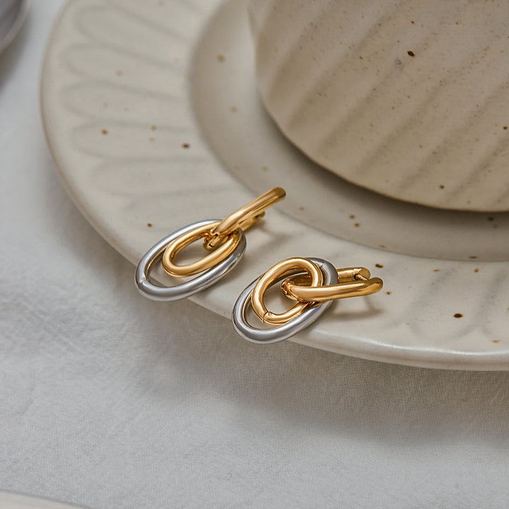 Mistral Two Tone Link Hoop Earrings