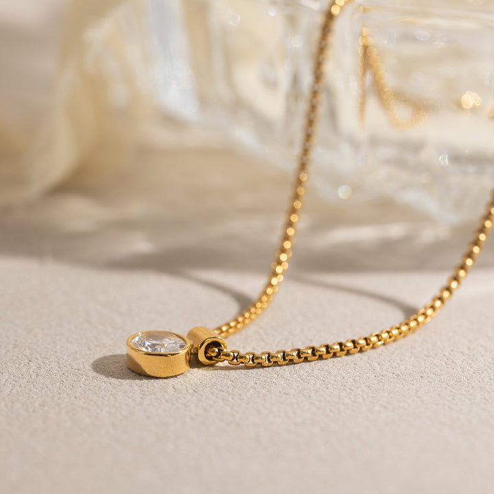 Solstice Bezel Drop Box Chain Necklace