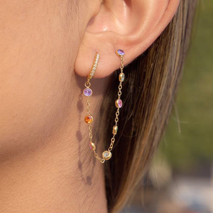 Verbena Crystal Chain Link Earrings
