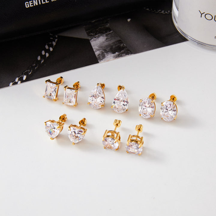 Salt Air Solitaire Screw-Back Earrings