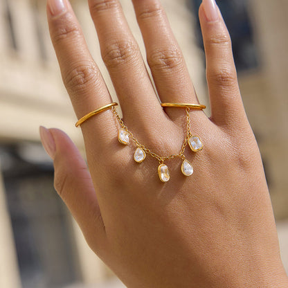 Lagoon Fringed Chain Twin Ring