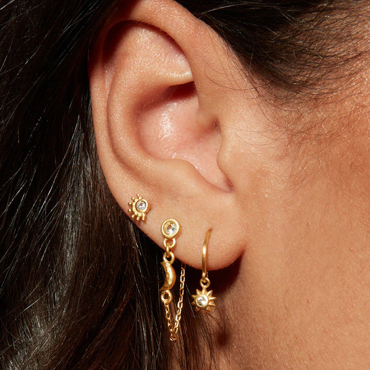 Alba Sun and Moon Chain Earrings