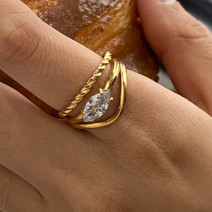 Cala Twisted Marquise Stacking Ring