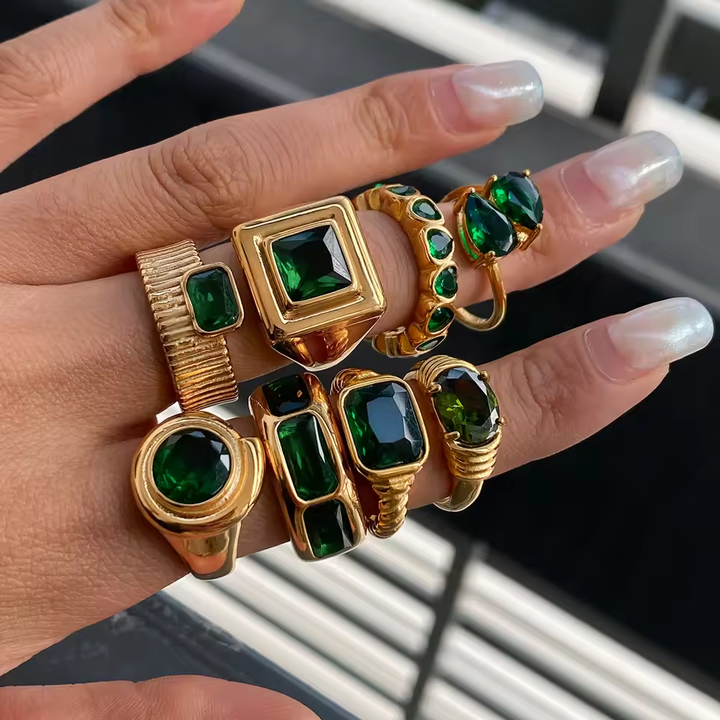 Cypress Green Stone Signet Ring
