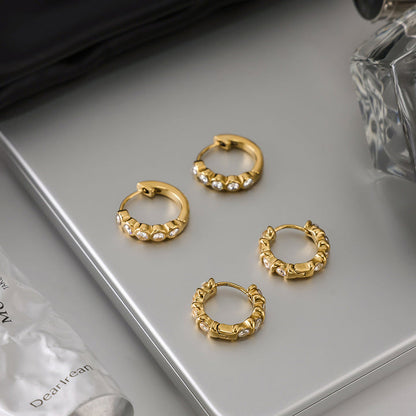 Seaspray Bezel-Set Huggie Earrings