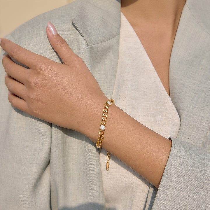 Sirocco Square Stone Curb Chain Bracelet