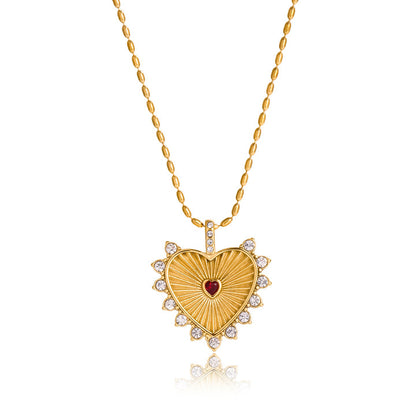 Pomegranate Sunburst Heart Necklace