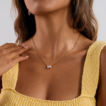Isola Square Zircon Chain Necklace