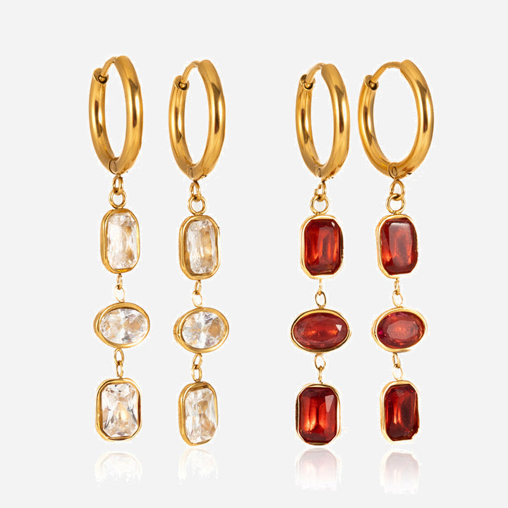 Riviera Triple Stone Drop Earrings