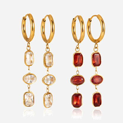 Riviera Triple Stone Drop Earrings