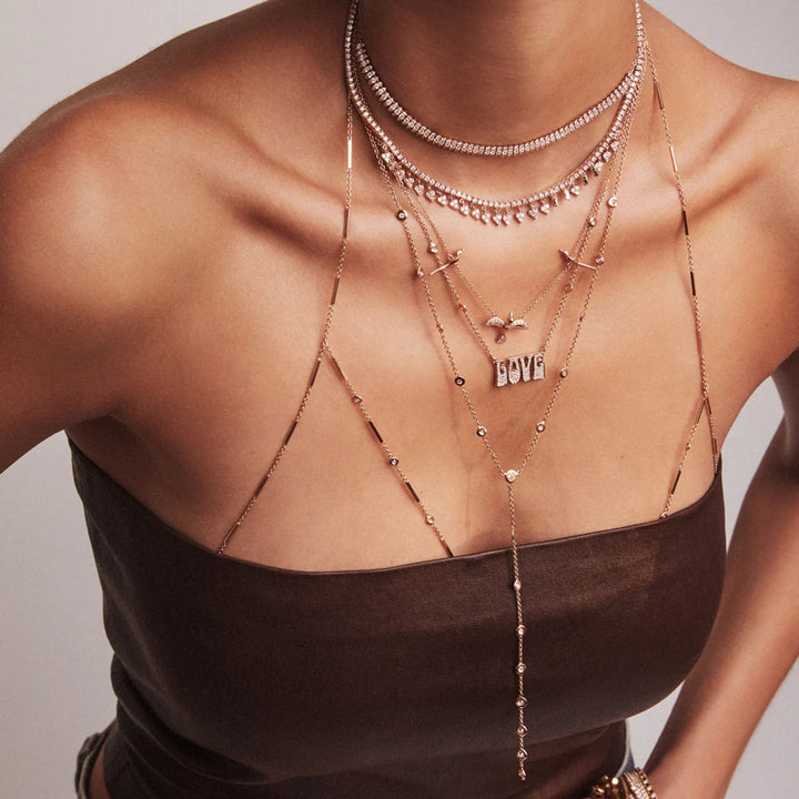 Olive Branch Green Stone Y Necklace