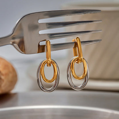 Mistral Two Tone Link Hoop Earrings