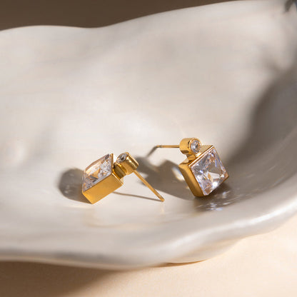 Alba Square-Cut Crystal Stud Earrings