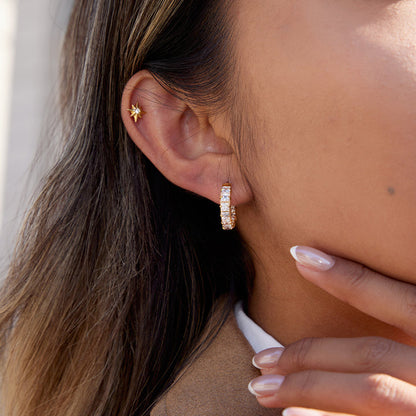 Olive Grove Mixed-Cut Hoop Earrings