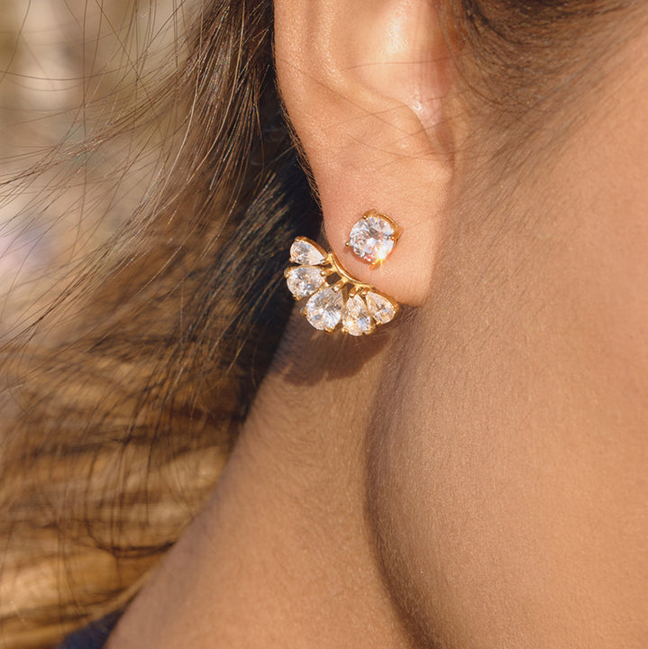 Lumen Fan Jacket Stud Earrings
