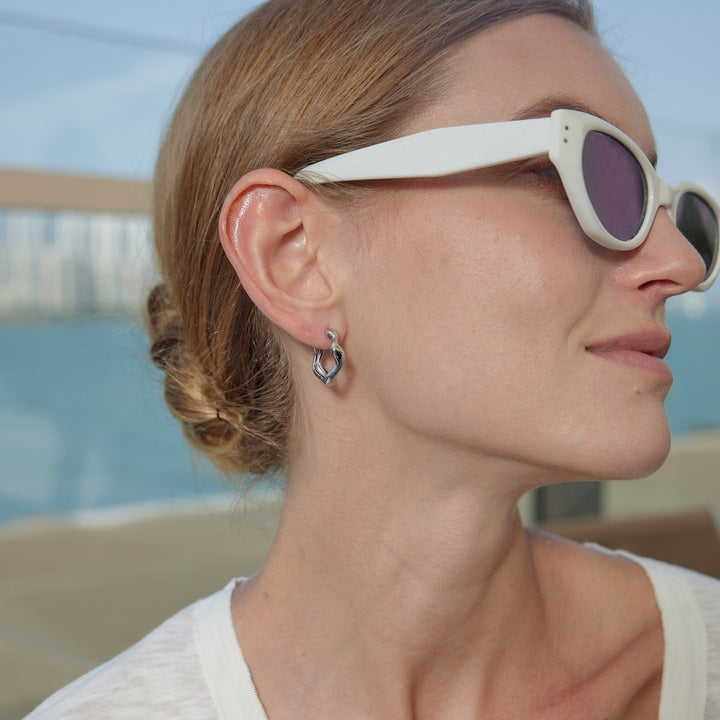 Seafoam Wavy Open Hoop Earrings