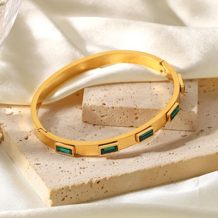 Laurel Green Baguette Bracelet