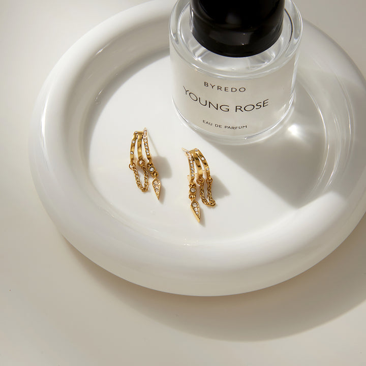 Marea Pavé Huggie Chain Earrings