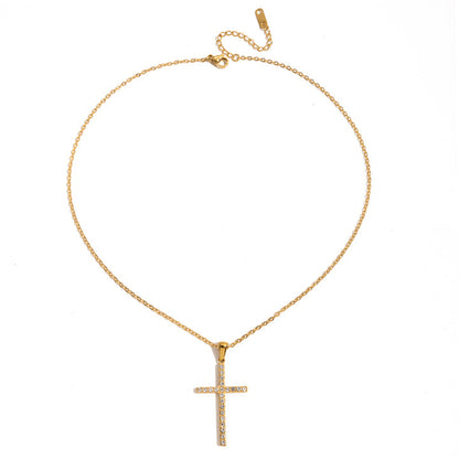 Almond Blossom Pavé Cross Necklace