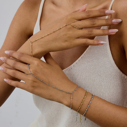 Salt Air Beaded Hand Chain Bracelet
