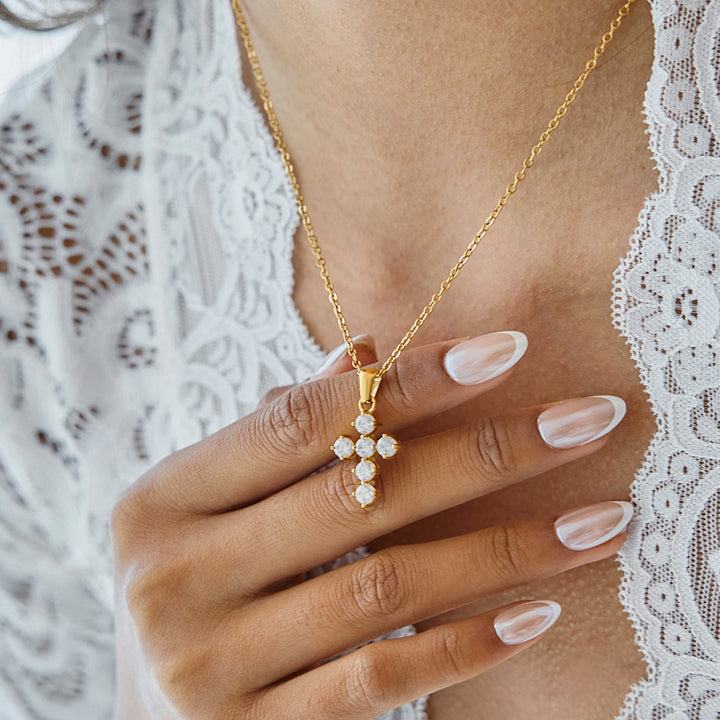 Vesper Pavé Cross Pendant Necklace